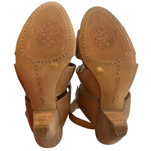 Vince Camuto Ekerd Tan Leather Ankle Strap Cone Heel Sandal Size 8 - Picture 6 of 10